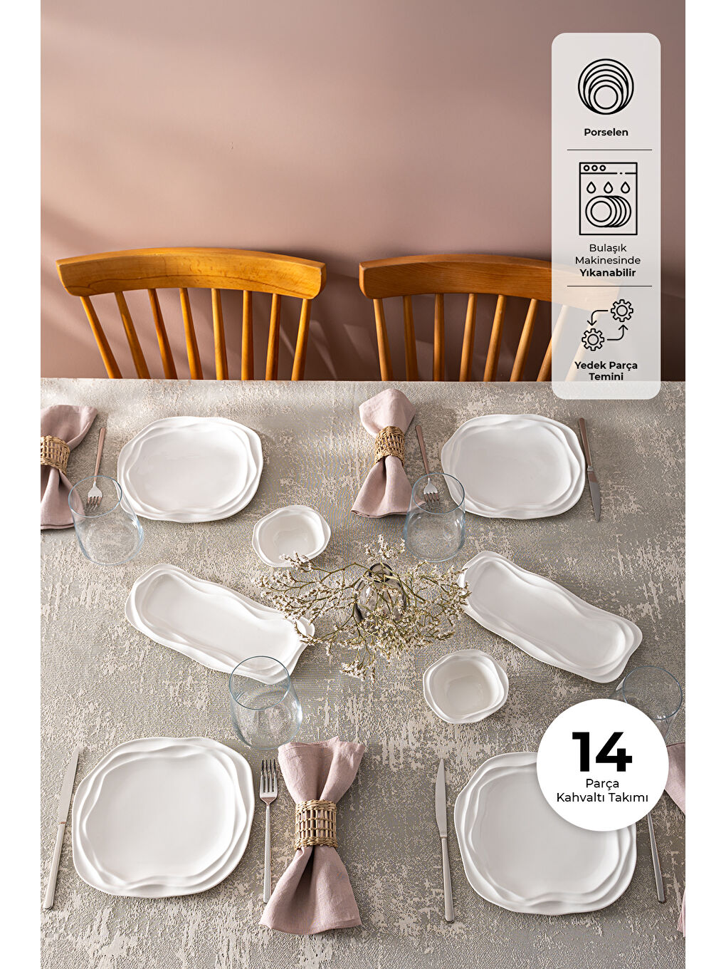 Beyaz Royal 14 Parça 6 Kişilik Kahvaltı Takımı-1