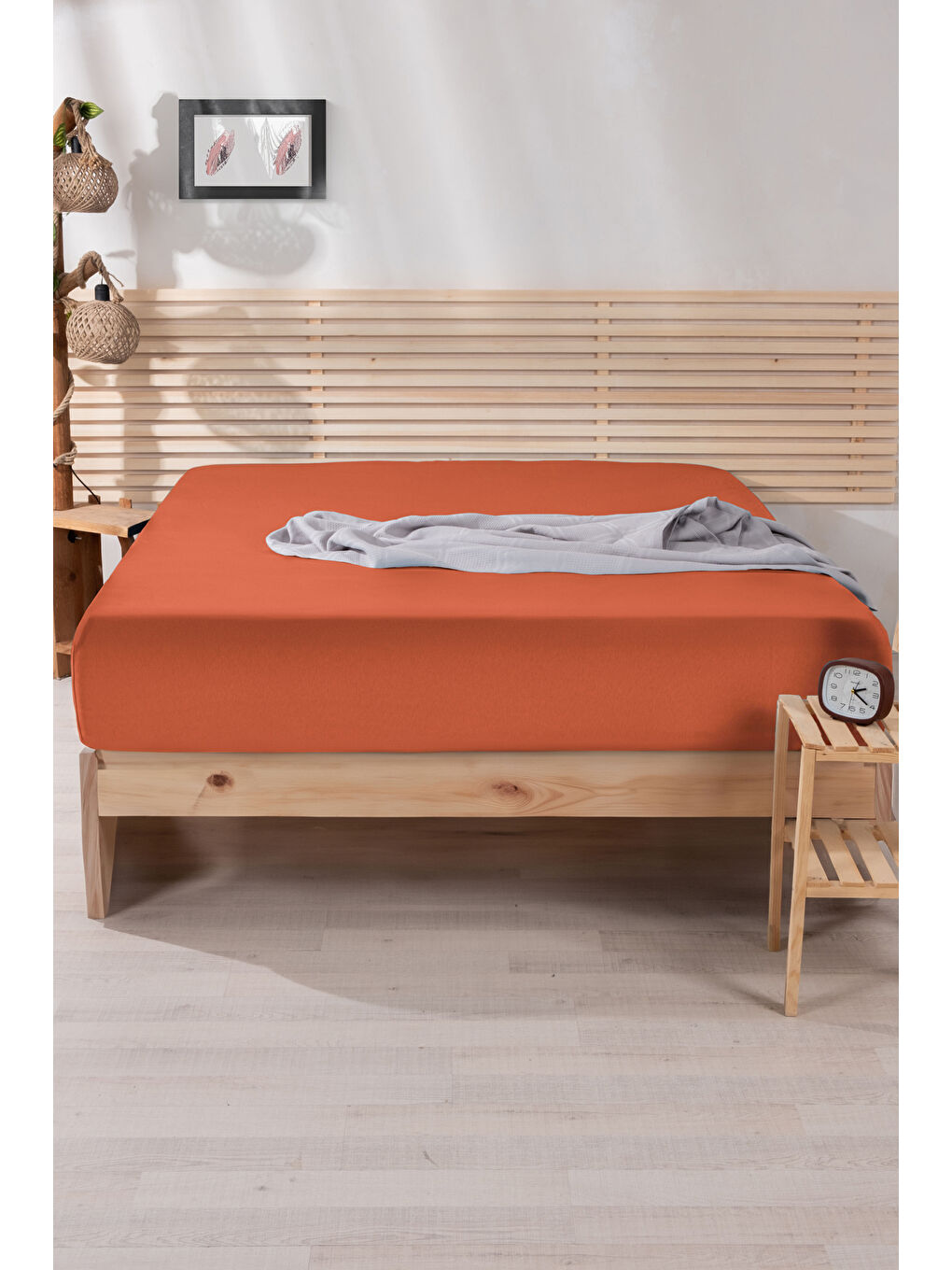 Kahverengi Ranforce %100 Pamuk 160x 200 Çift Kişilik Lastikli Çarşaf Kiremit