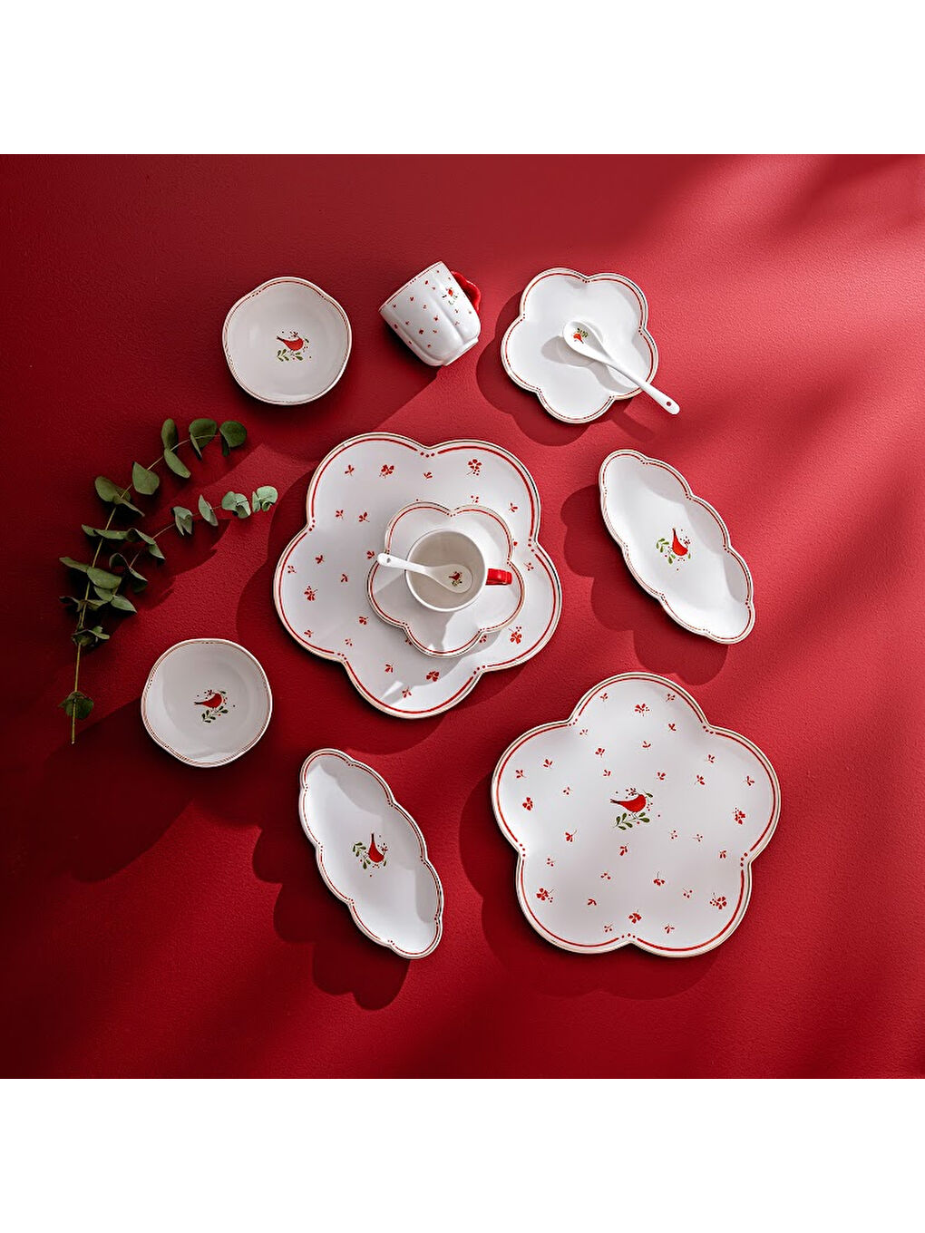 Beyaz Myna Porselen 32 Parça 6 Kişilik Kahvaltı Takımı-6