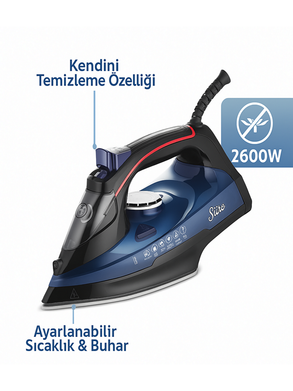 El Tipi Buharlı Ütü KBU751