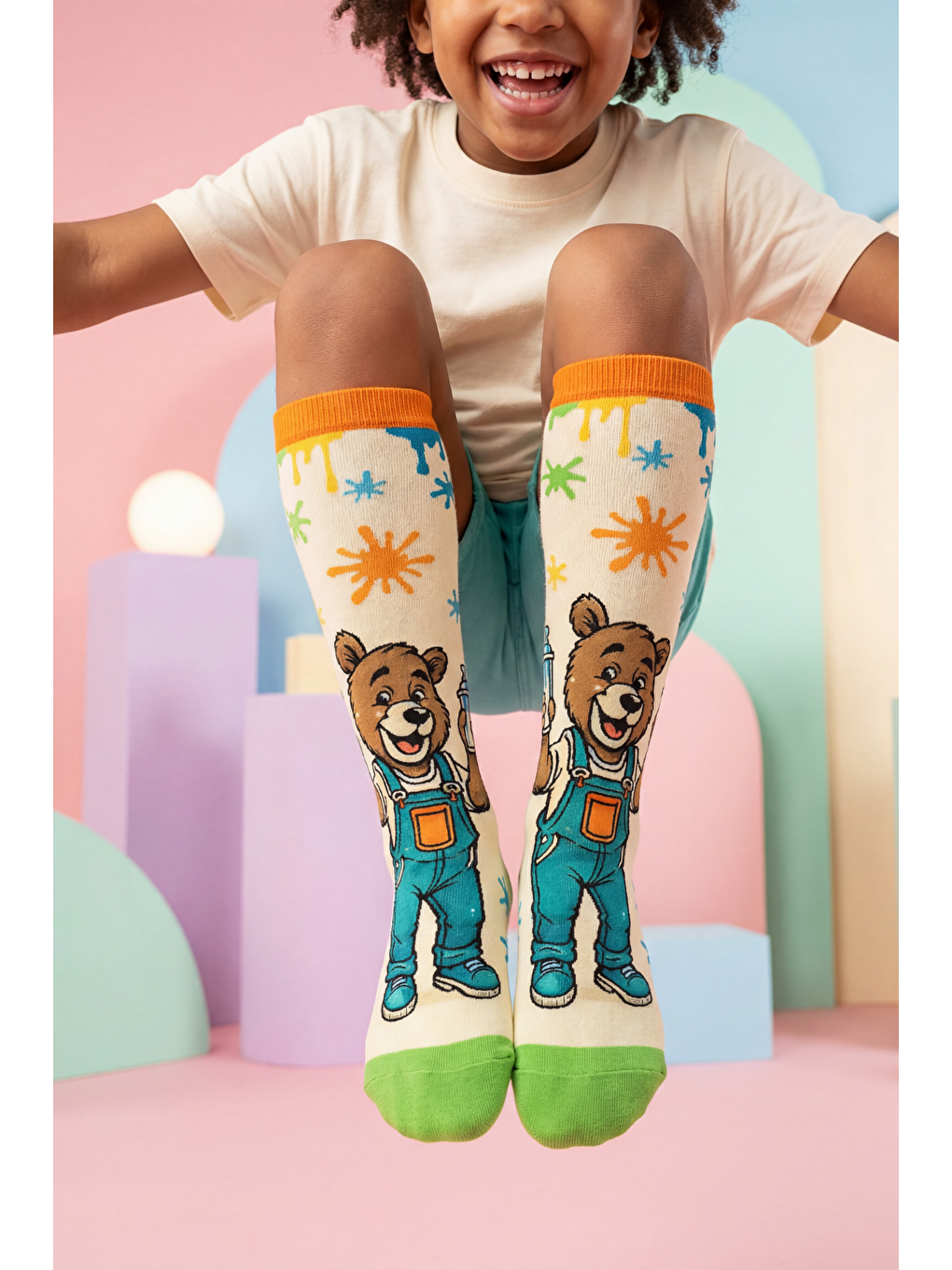 Karışık Çocuk Ayıcıklı Dizaltı Çorap