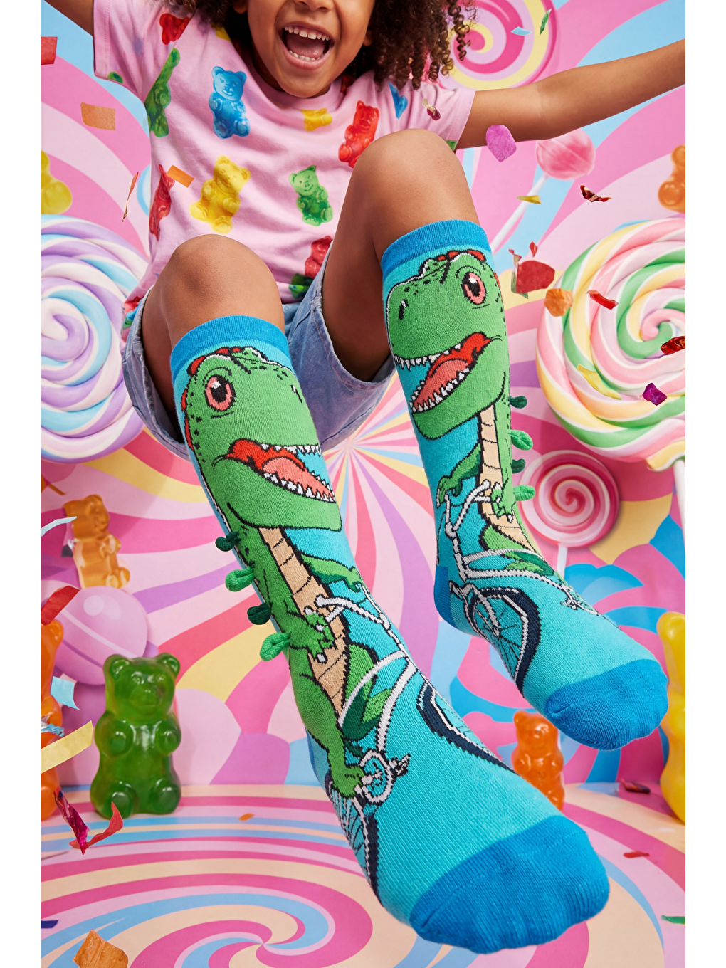 Karışık Çocuk Dinozorlu Dizaltı Çorap-1