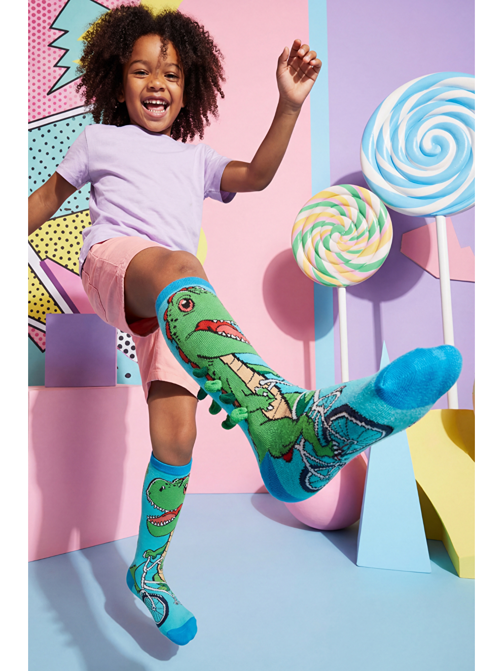 Karışık Çocuk Dinozorlu Dizaltı Çorap-2