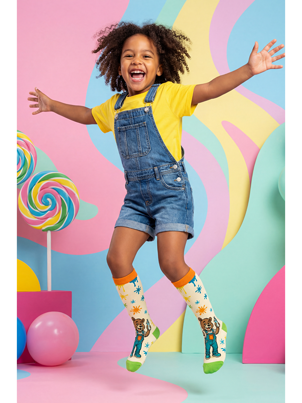 Karışık Çocuk Ayıcıklı Dizaltı Çorap-1