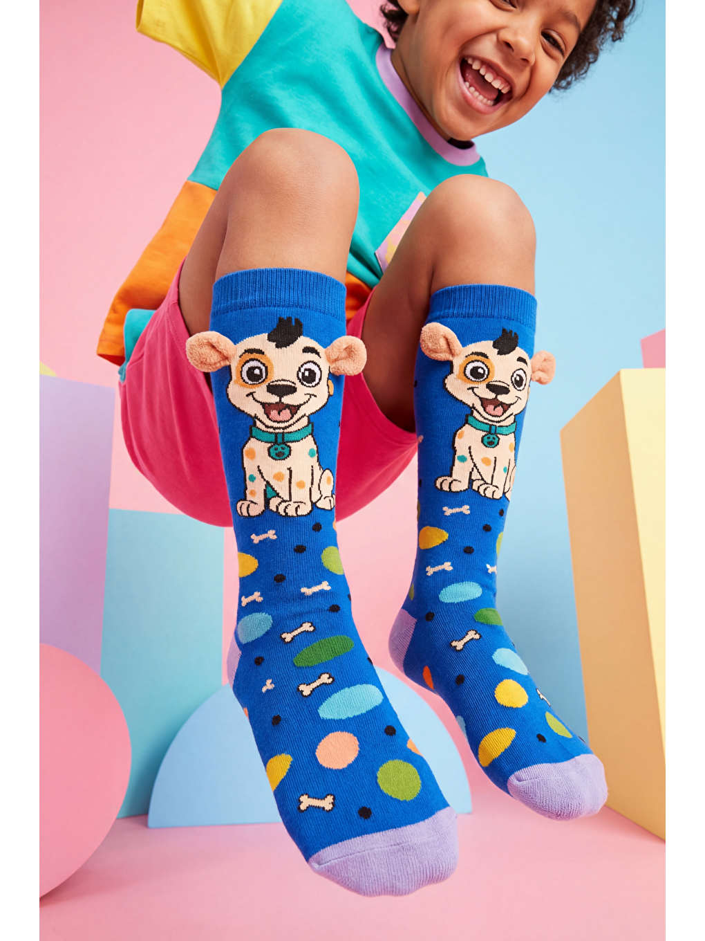 Karışık Çocuk Köpekli Kulak Aksesuarlı Dizüstü Çorap-2