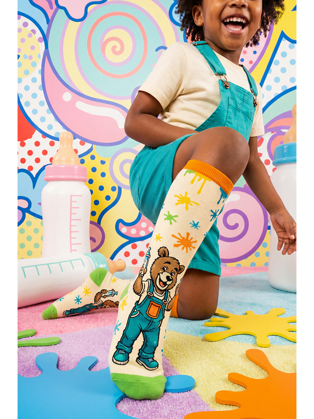 Karışık Çocuk Ayıcıklı Dizaltı Çorap-4