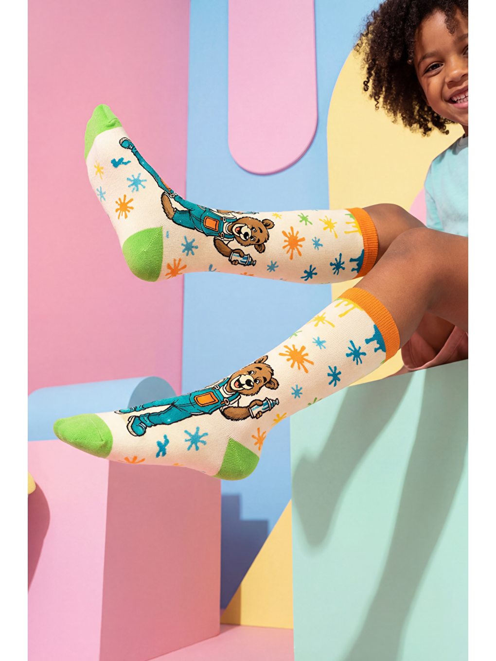 Karışık Çocuk Ayıcıklı Dizaltı Çorap-5