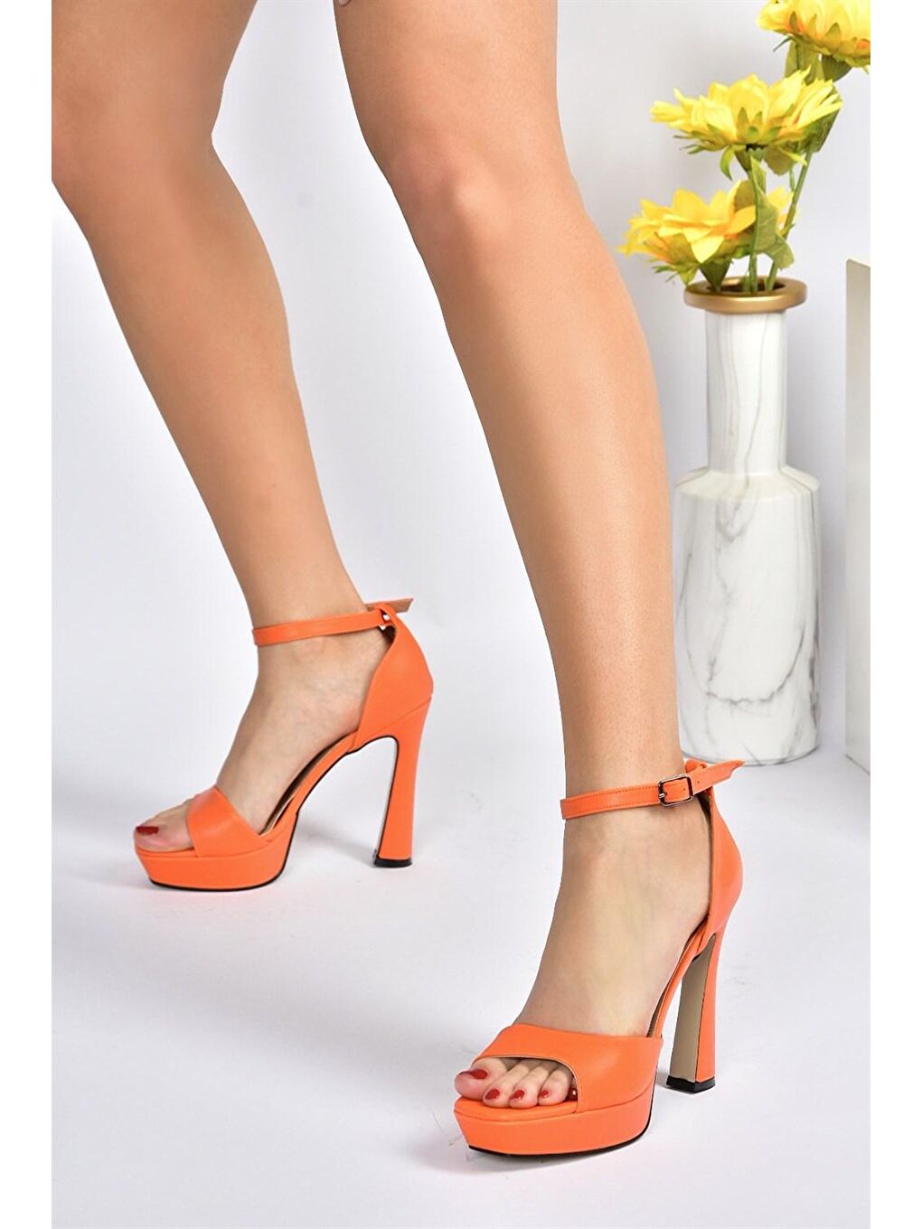 Turuncu Platform Kalın Topuklu Kadın Ayakkabı K404580109-1