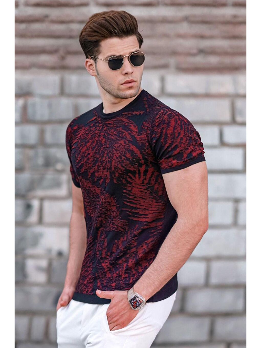 Desenli Siyah Erkek Tişört 5113