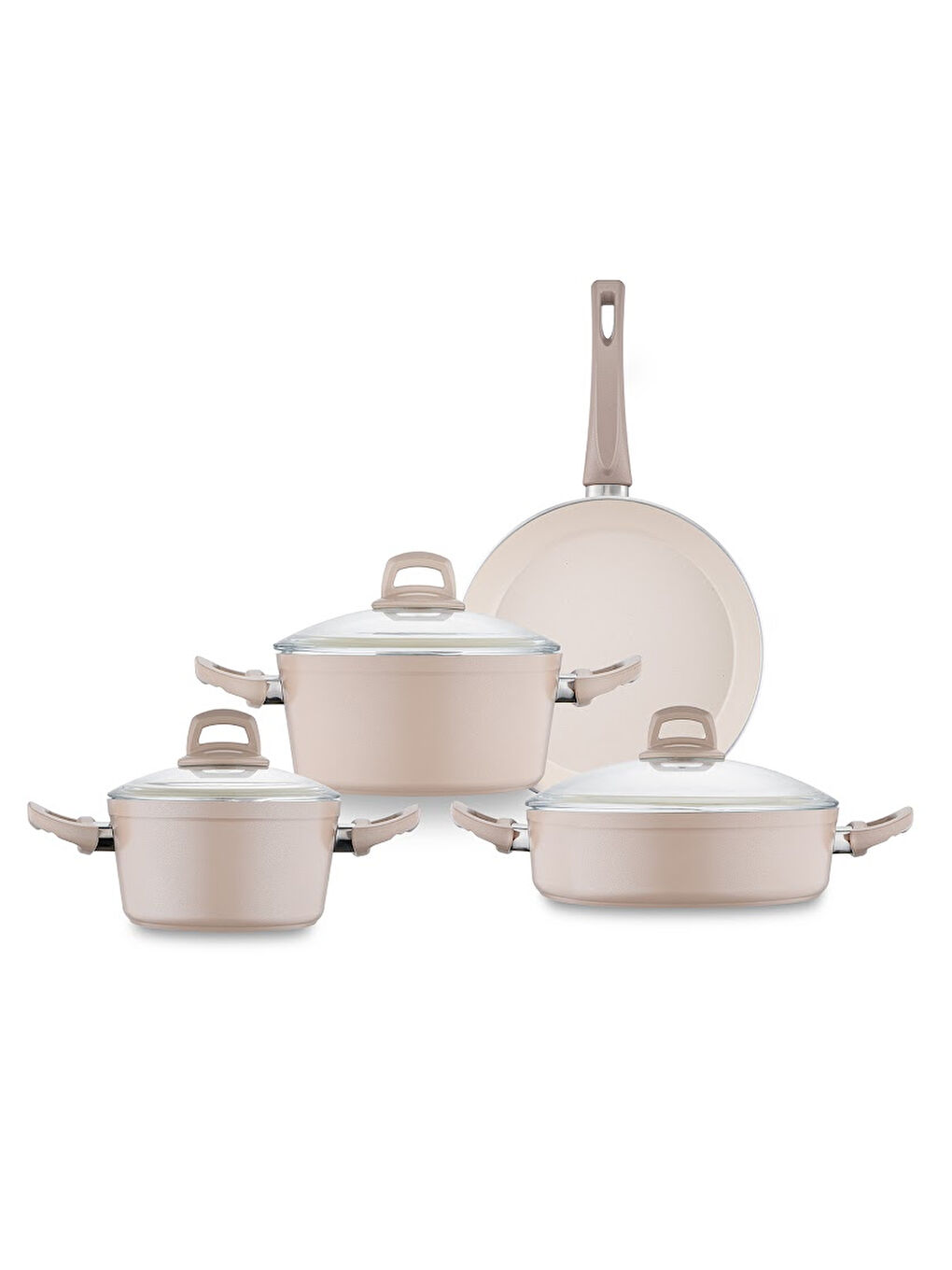 Pembe Crystal 7 Parça Tencere Seti Rosegold-10