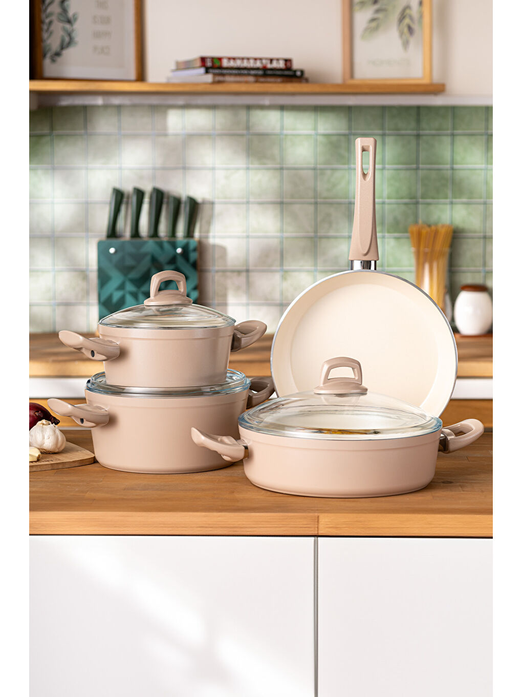 Pembe Crystal 7 Parça Tencere Seti Rosegold-1