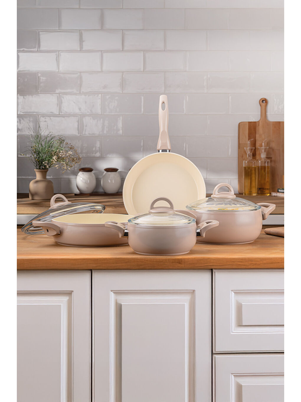 Pembe Crystal 7 Parça Güveç Seti Rose-3