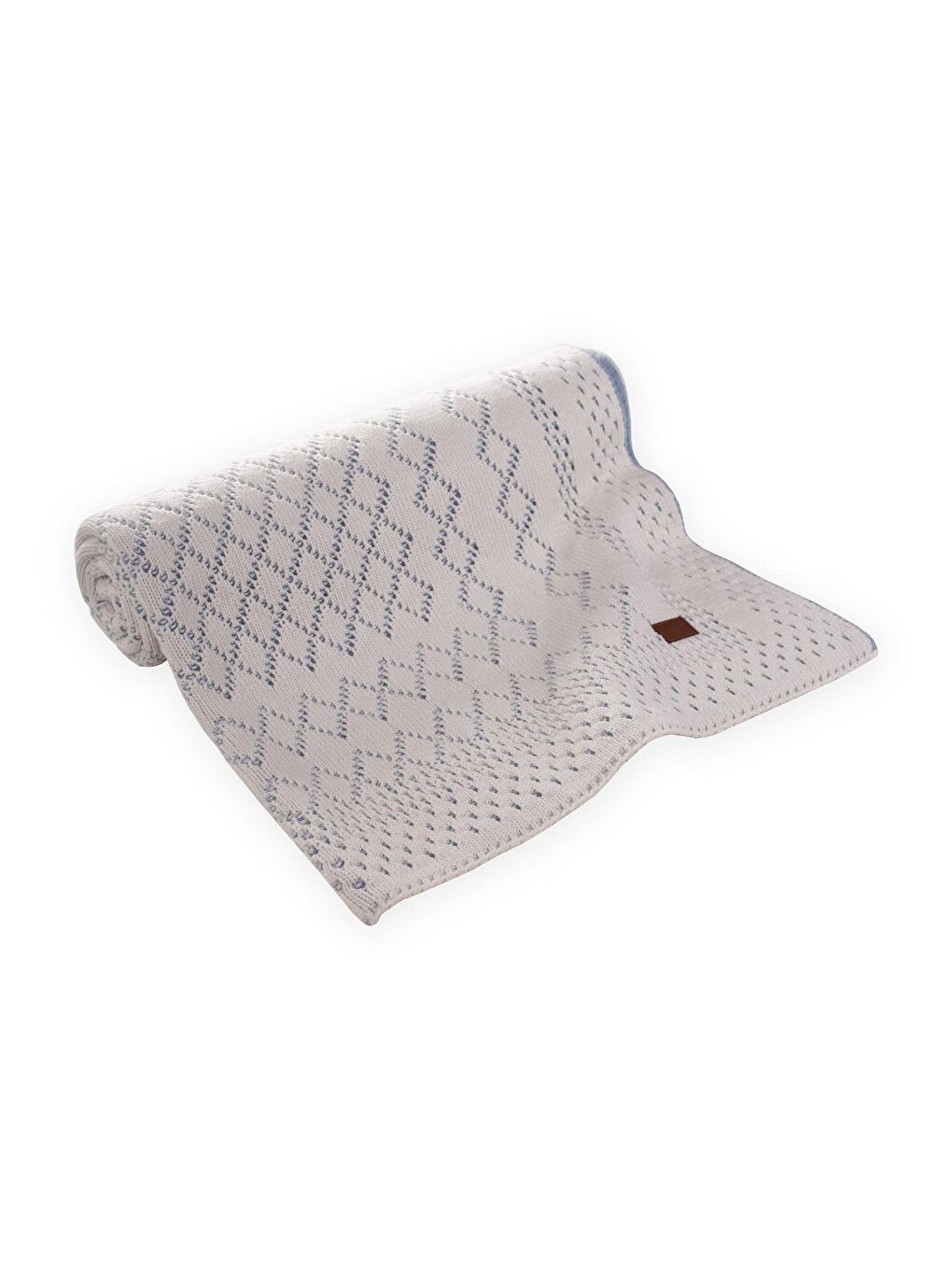 Floransa Model Kutulu Battaniye 80X100 Cm Ekru Mavi-1