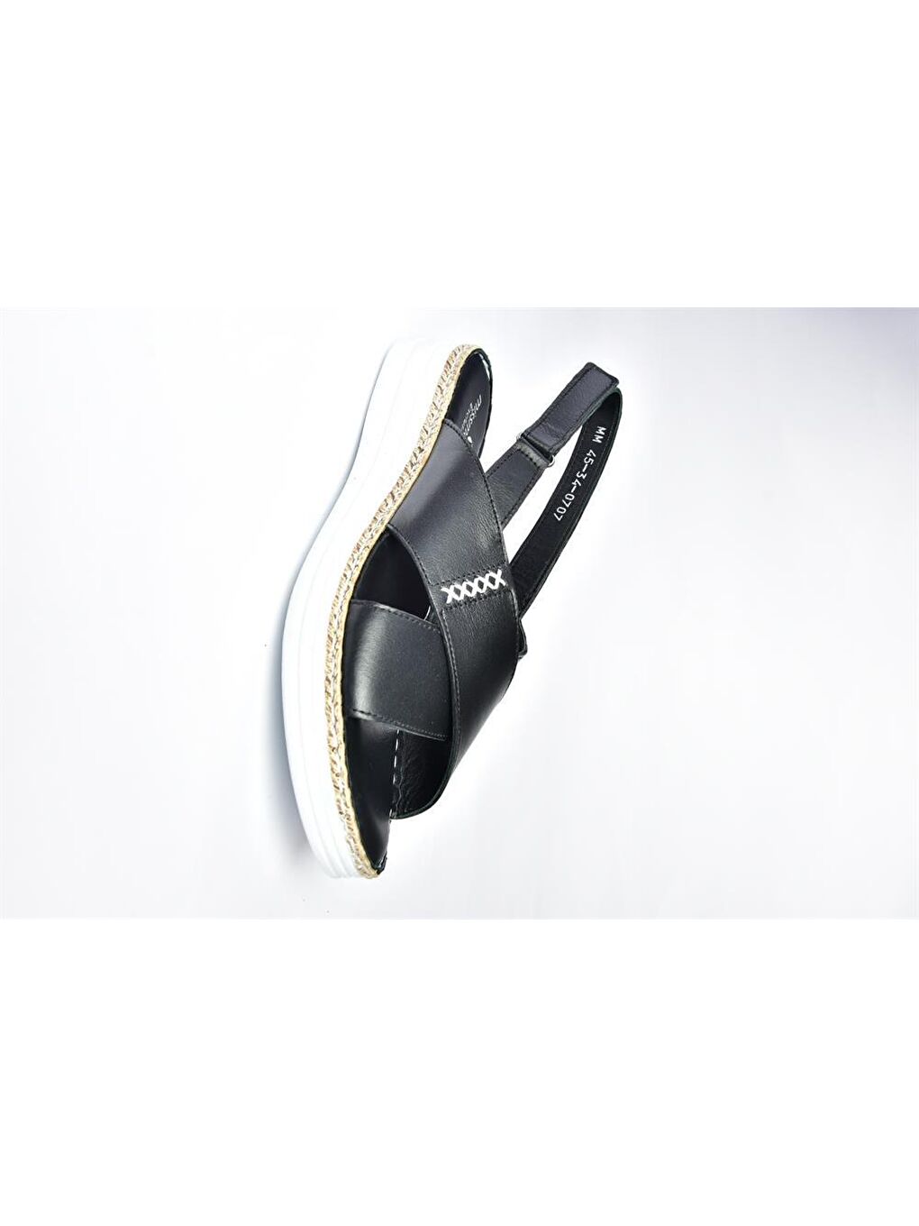 P540000703 Siyah Hakiki Deri Kadın Sandalet-4