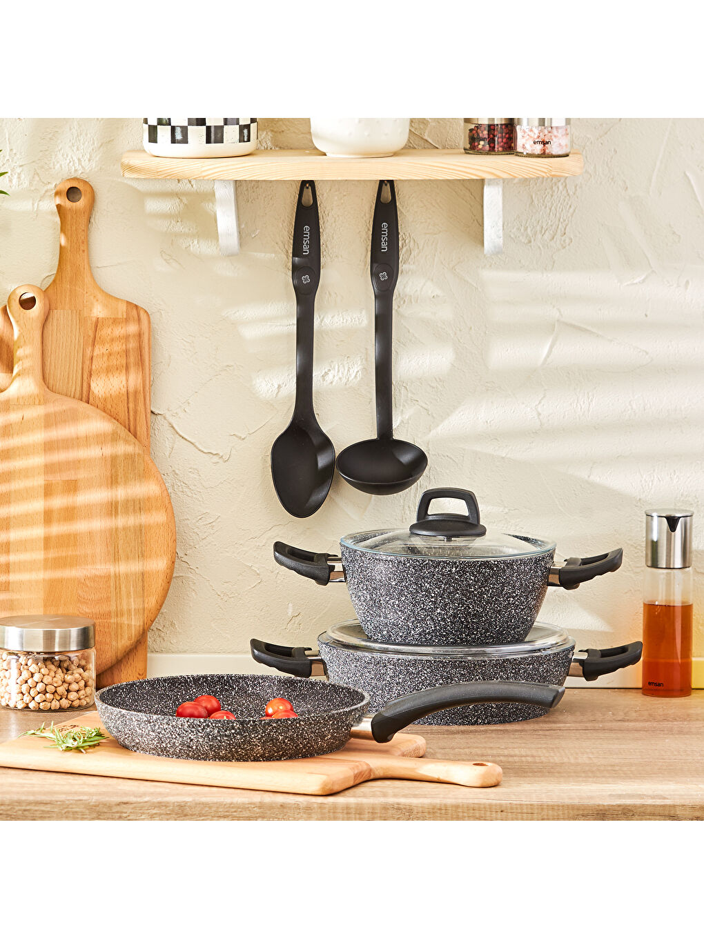 Gri Luna 7 Parça Tencere Seti-6