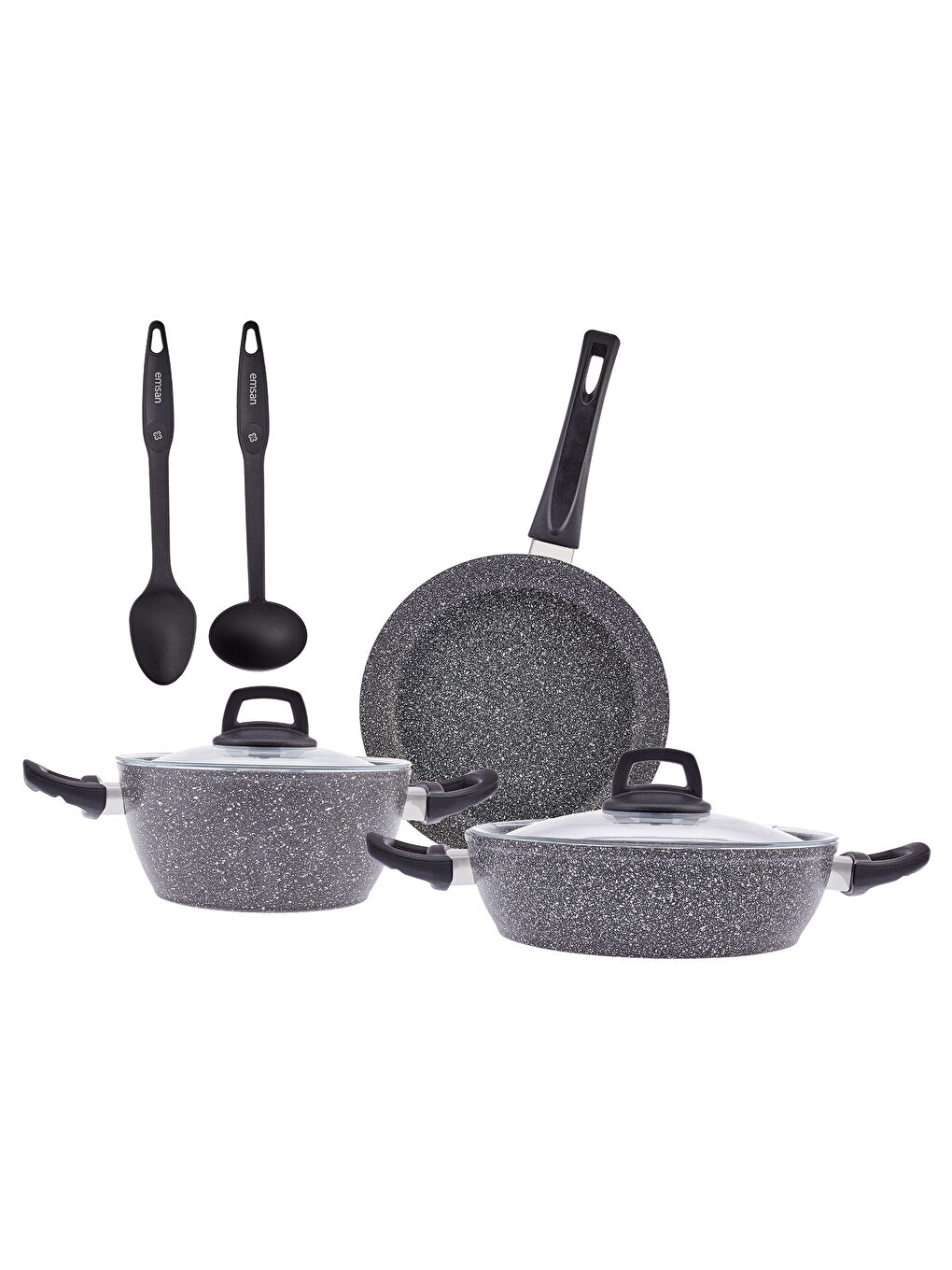 Gri Luna 7 Parça Tencere Seti-7