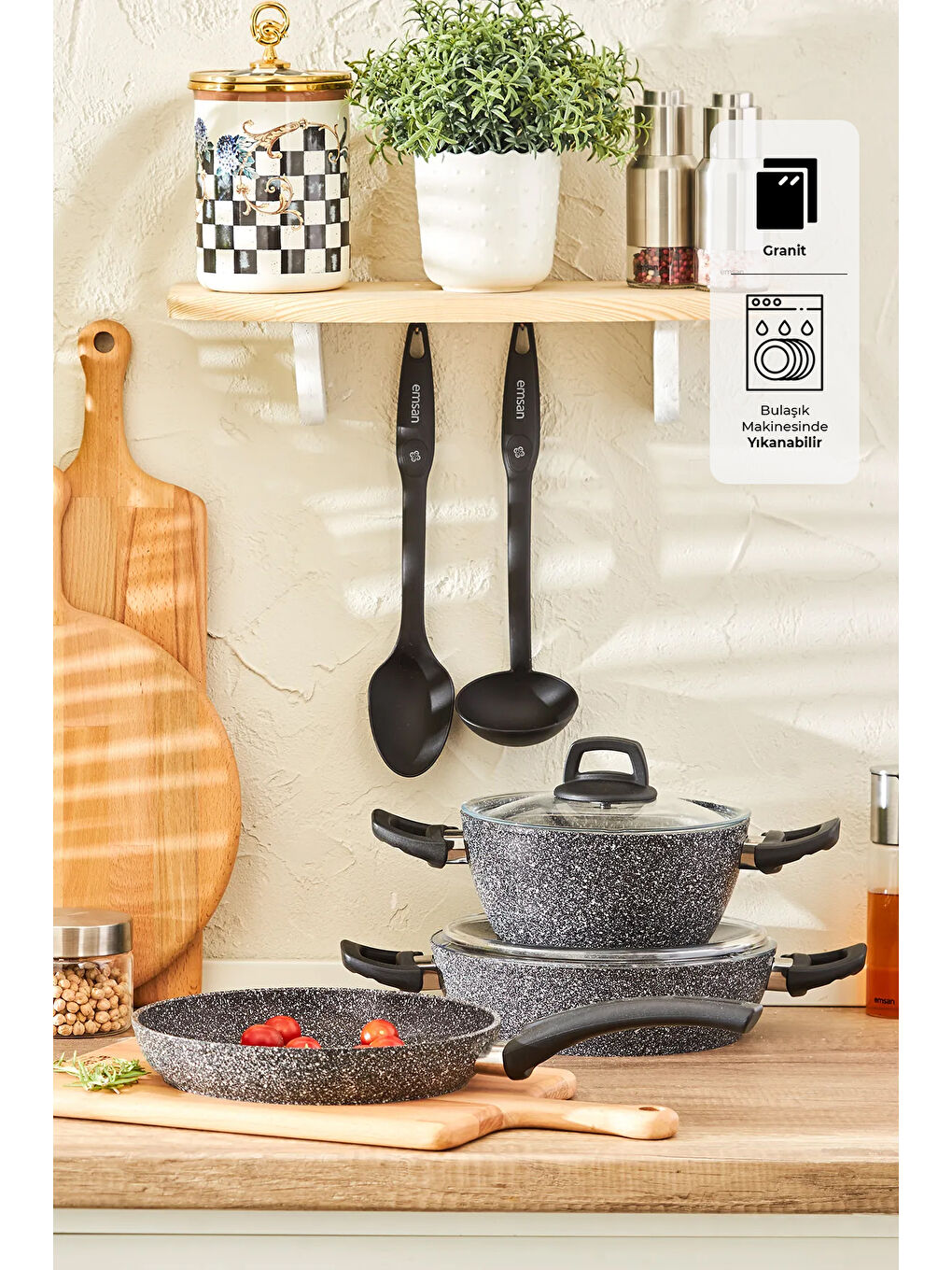 Gri Luna 7 Parça Tencere Seti-1