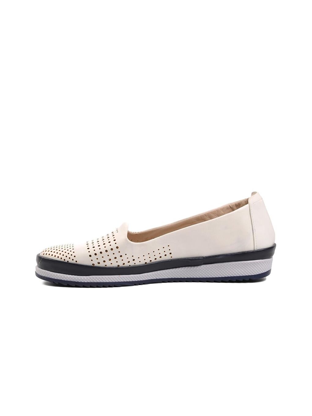 164 Beyaz-Lacivert Hakiki Deri Kadın Günlük Ayakkabı-1