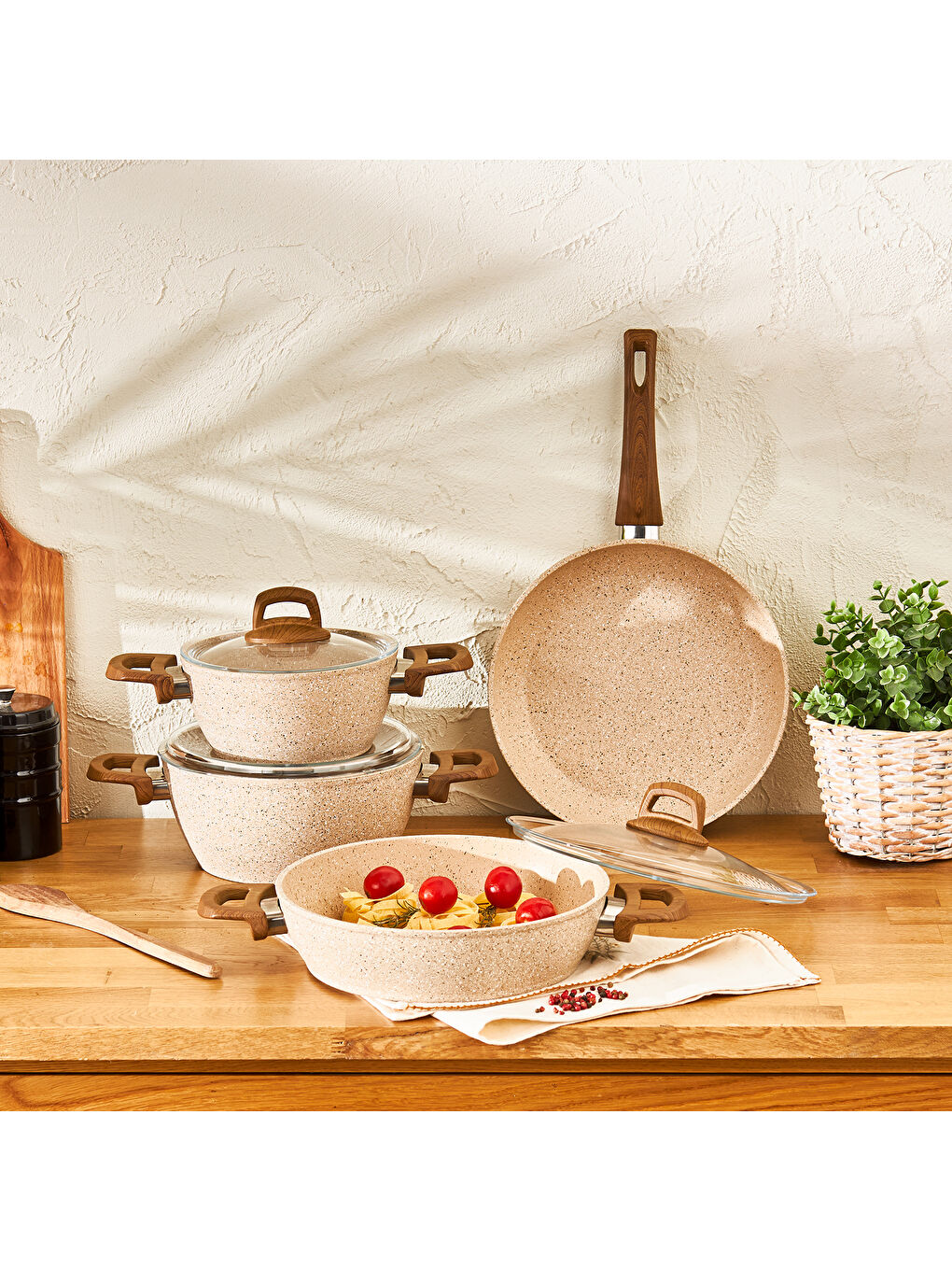 Ekru Royal Natural 7 Parça Tencere Seti-7