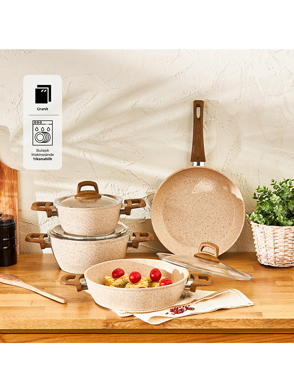 Ekru Royal Natural 7 Parça Tencere Seti-8