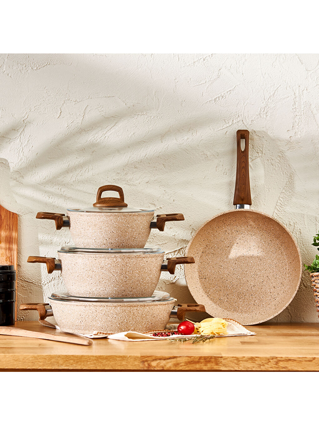 Ekru Royal Natural 7 Parça Tencere Seti-10