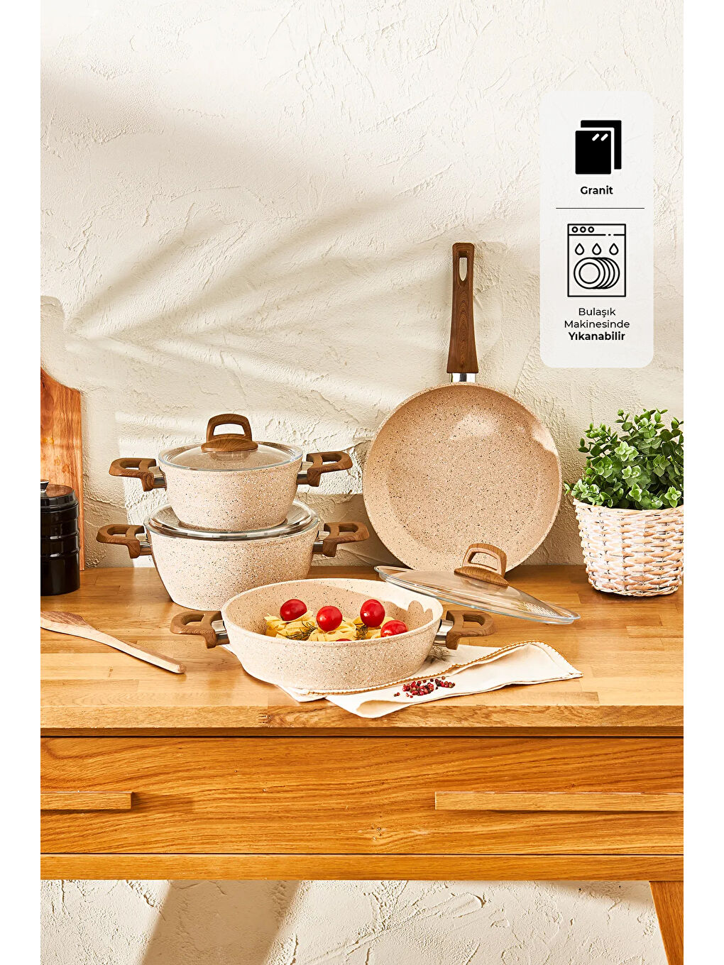 Ekru Royal Natural 7 Parça Tencere Seti-1