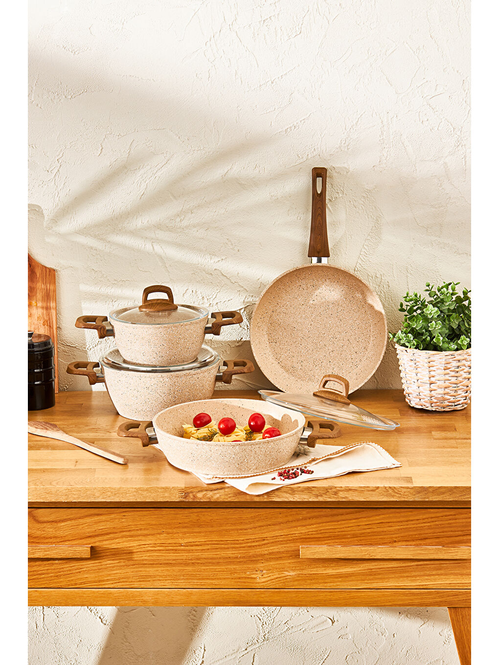 Ekru Royal Natural 7 Parça Tencere Seti-3