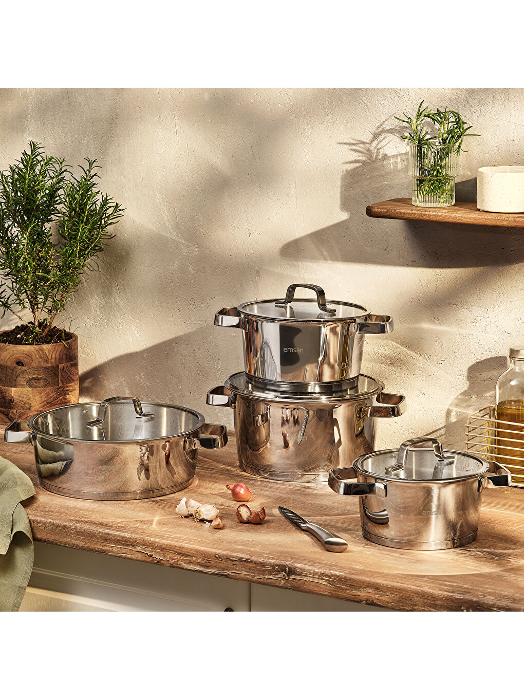 Gri Konik Çelik 8 Parça Tencere Seti-3