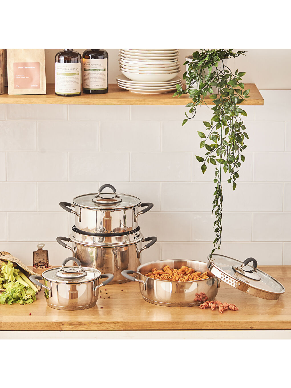 Gri Unique 8 Parça Çelik Tencere Seti-6