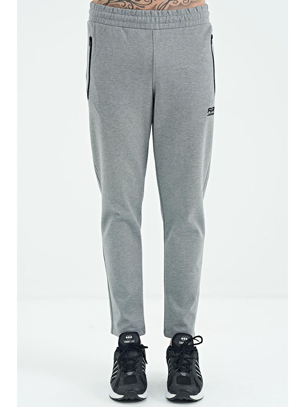 Cory Gri Melanj Fermuar Cepli Standart Kalıp Erkek Eşofman Alt - 84945-3