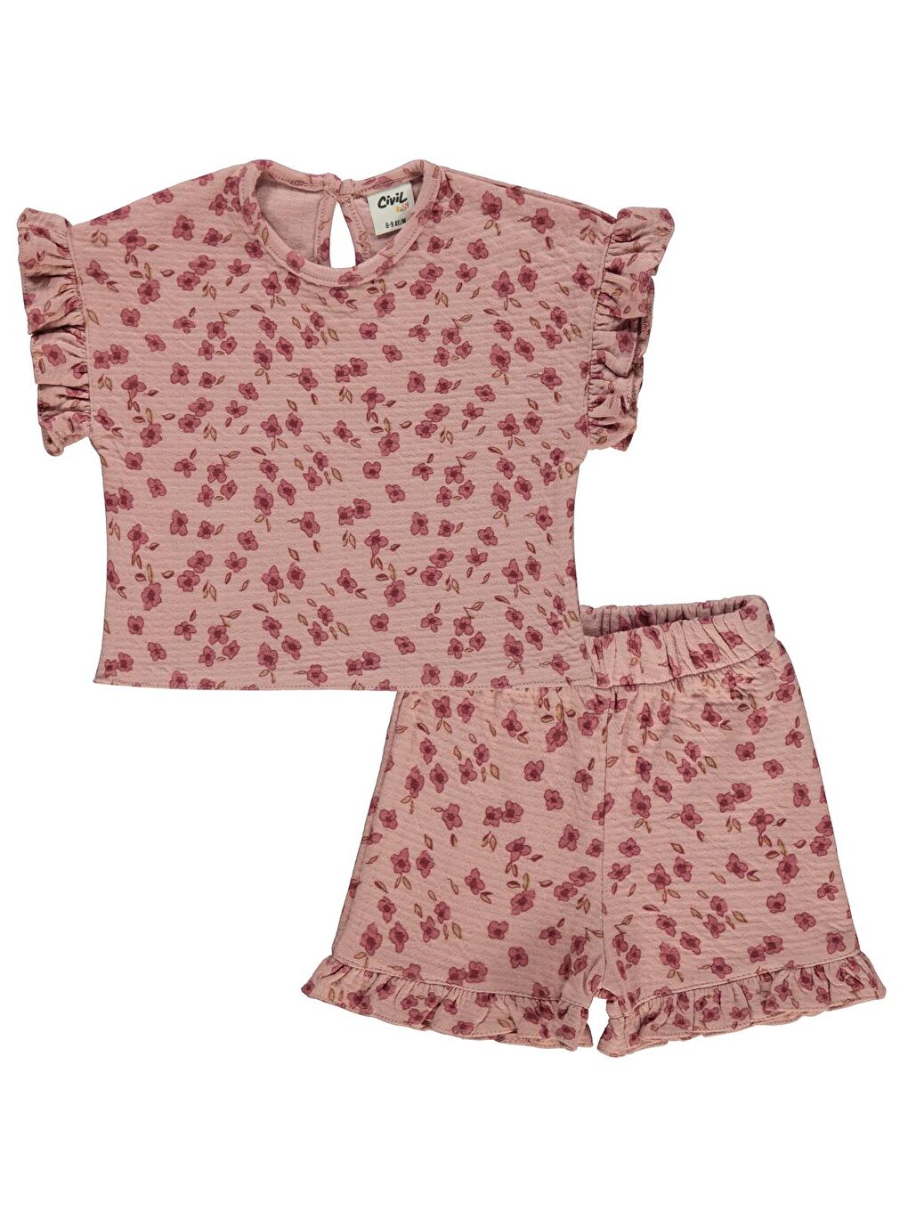 Baby Çiçek Desenli 6-18 Ay Takım - Pembe 12-18 Ay