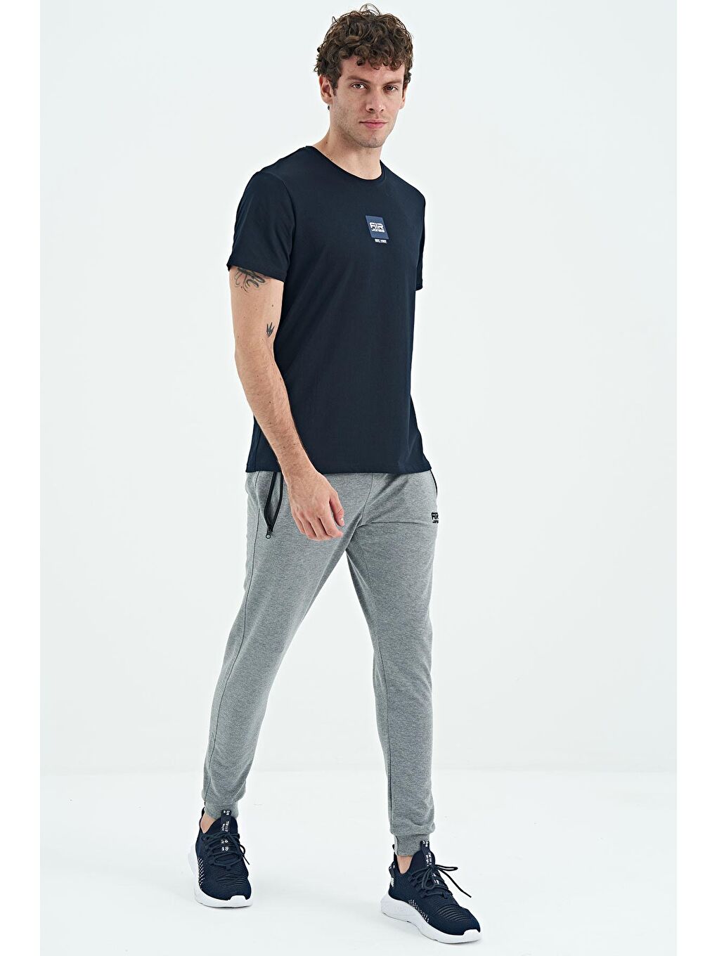 AIR JONES Kane Gri Melanj Logo Nakışlı Cepli Jogger Erkek Eşofman Alt - 84907 - 3