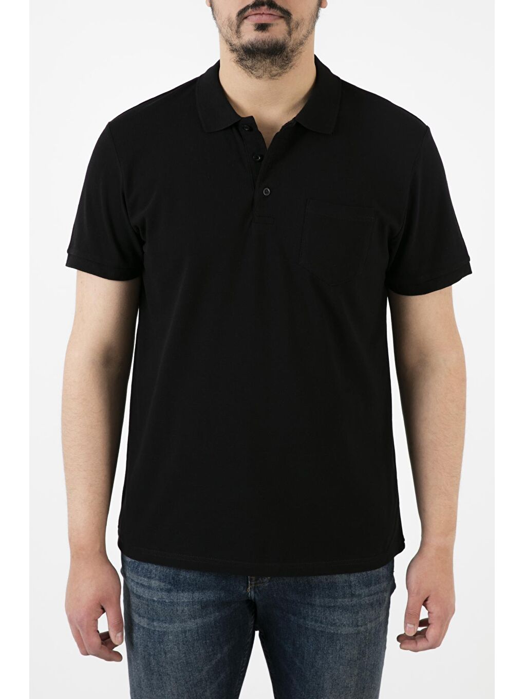 Siyah % 100 Pamuk Düğmeli Polo Tişört 59021271