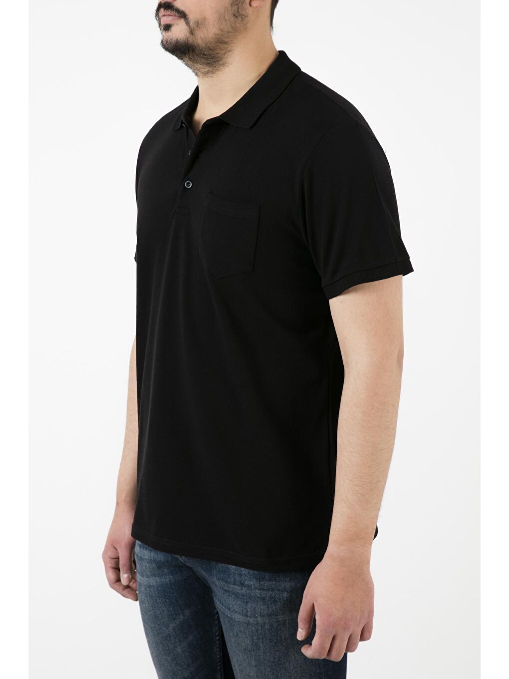 Siyah % 100 Pamuk Düğmeli Polo Tişört 59021271-1