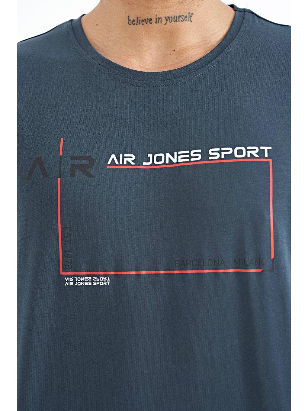 AIR JONES Orman Yeşili Otis Orman Yeşili Standart Kalıp Erkek T-Shirt - 88228 - 1