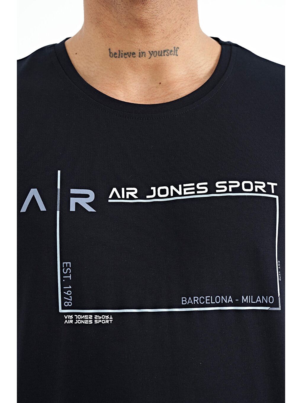 AIR JONES Lacivert Otis Lacivert Standart Kalıp Erkek T-Shirt - 88228 - 1