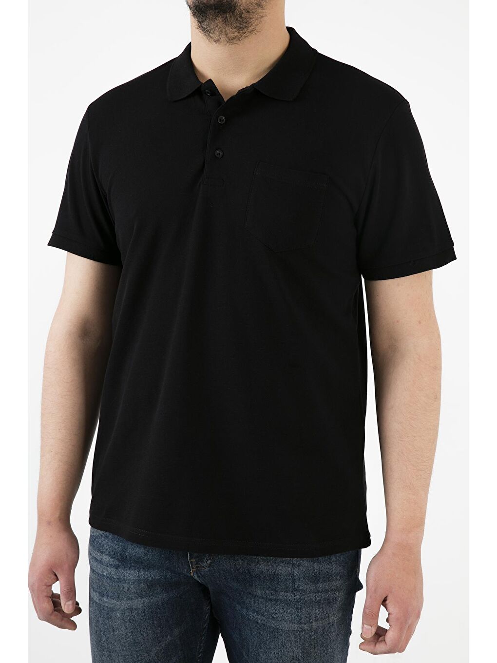 Siyah % 100 Pamuk Düğmeli Polo Tişört 59021271-3
