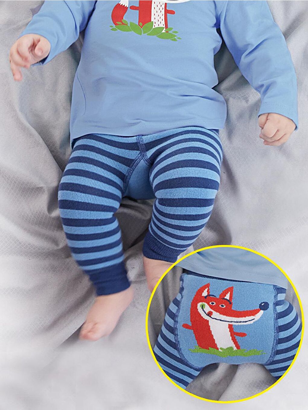 Denokids Karışık Tilki Desenli Bebek Tayt Pantolon