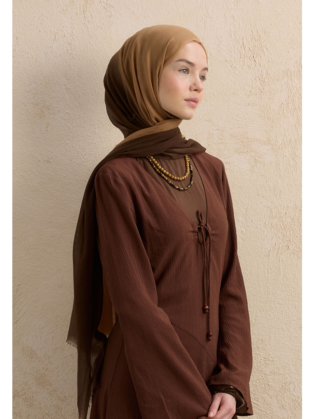 Kahverengi Kahve-camel Modal Degrade Şal-1