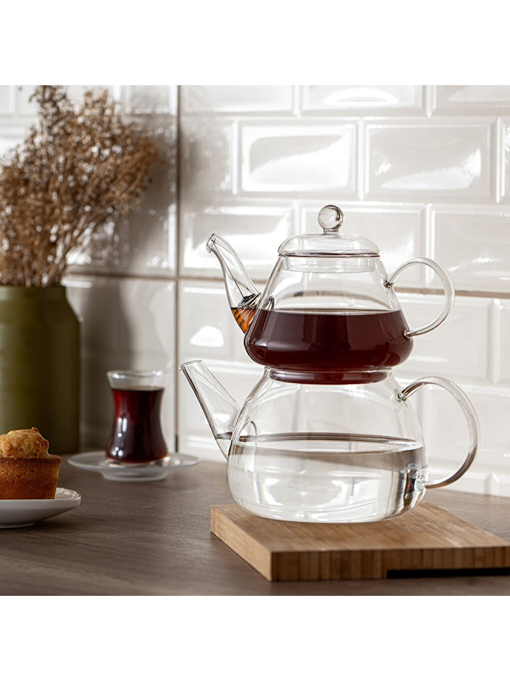 Renksiz Lia Borosilikat Mini Çaydanlık Takımı 0.76 - 1.3 Lt-6