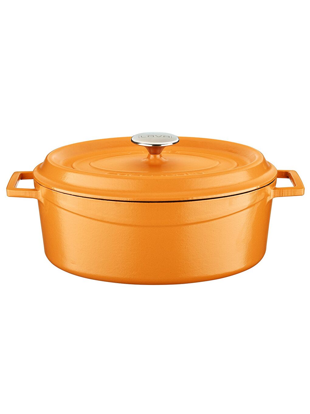 Turuncu Oval Tencere Döküm Demir Yekpare Kulplu Spring Serisi Ölçü 23x29cm.