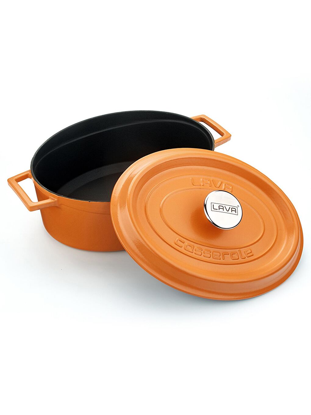 Turuncu Oval Tencere Döküm Demir Yekpare Kulplu Spring Serisi Ölçü 23x29cm.-2