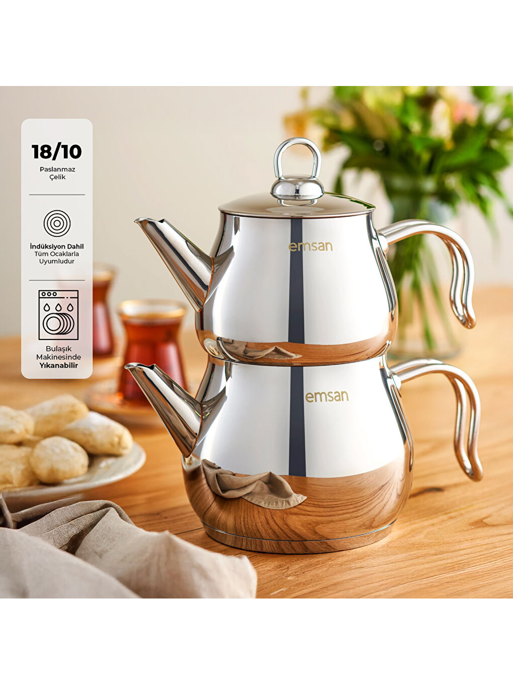 Gri Lina Midi Çaydanlık Takımı İnox 1 - 1.6 Lt-7