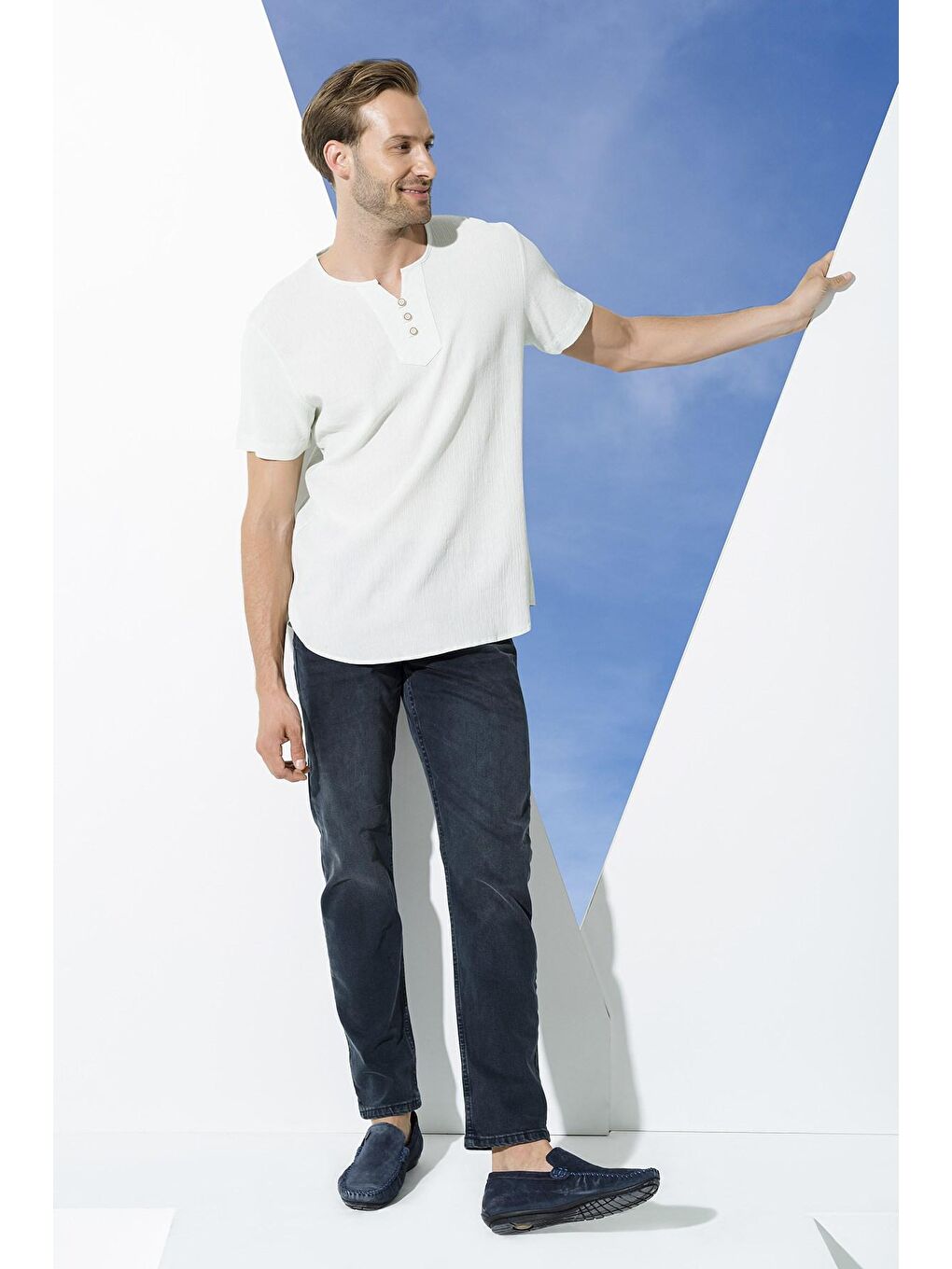 Turkuaz Organik 3 Düğme Kısakol Yeşil %100 Pamuk Gömlek-2