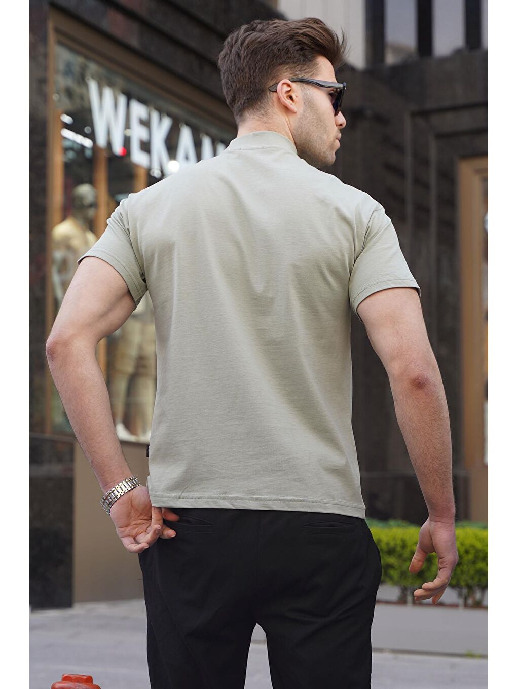 Yeşil Yarım Balıkçı Regular Fit Kahverengi Erkek Tişört 6119-1