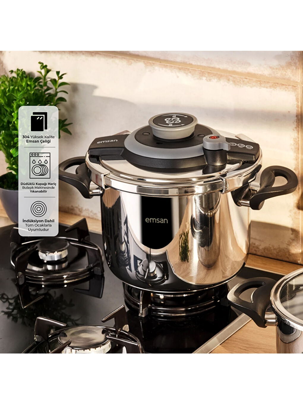 Gri Vera Düdüklü Tencere 6 Litre Siyah-8