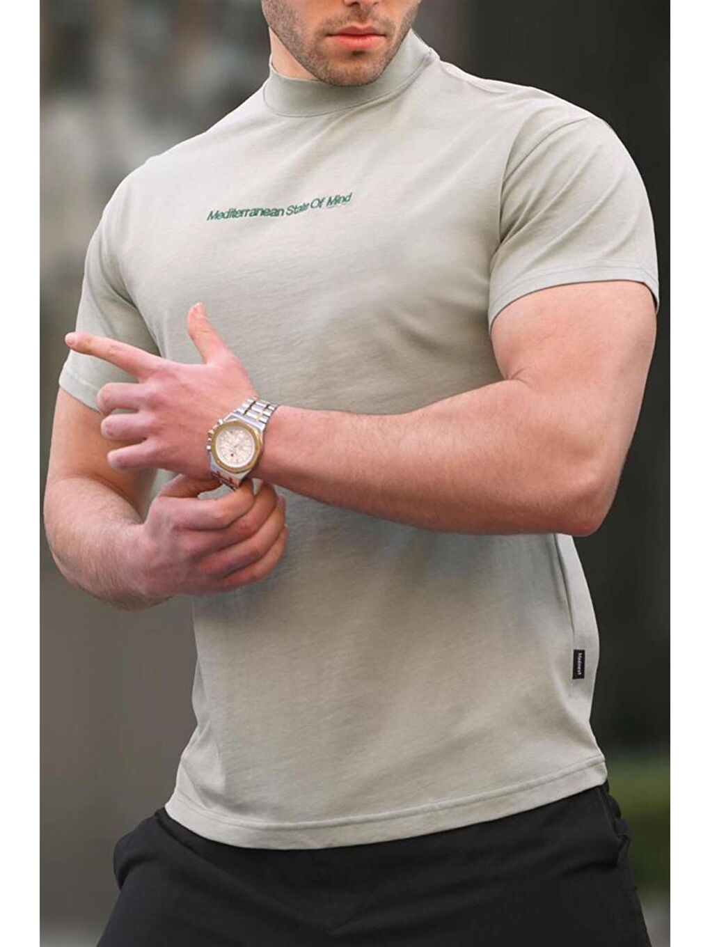 Yeşil Yarım Balıkçı Regular Fit Kahverengi Erkek Tişört 6119-2