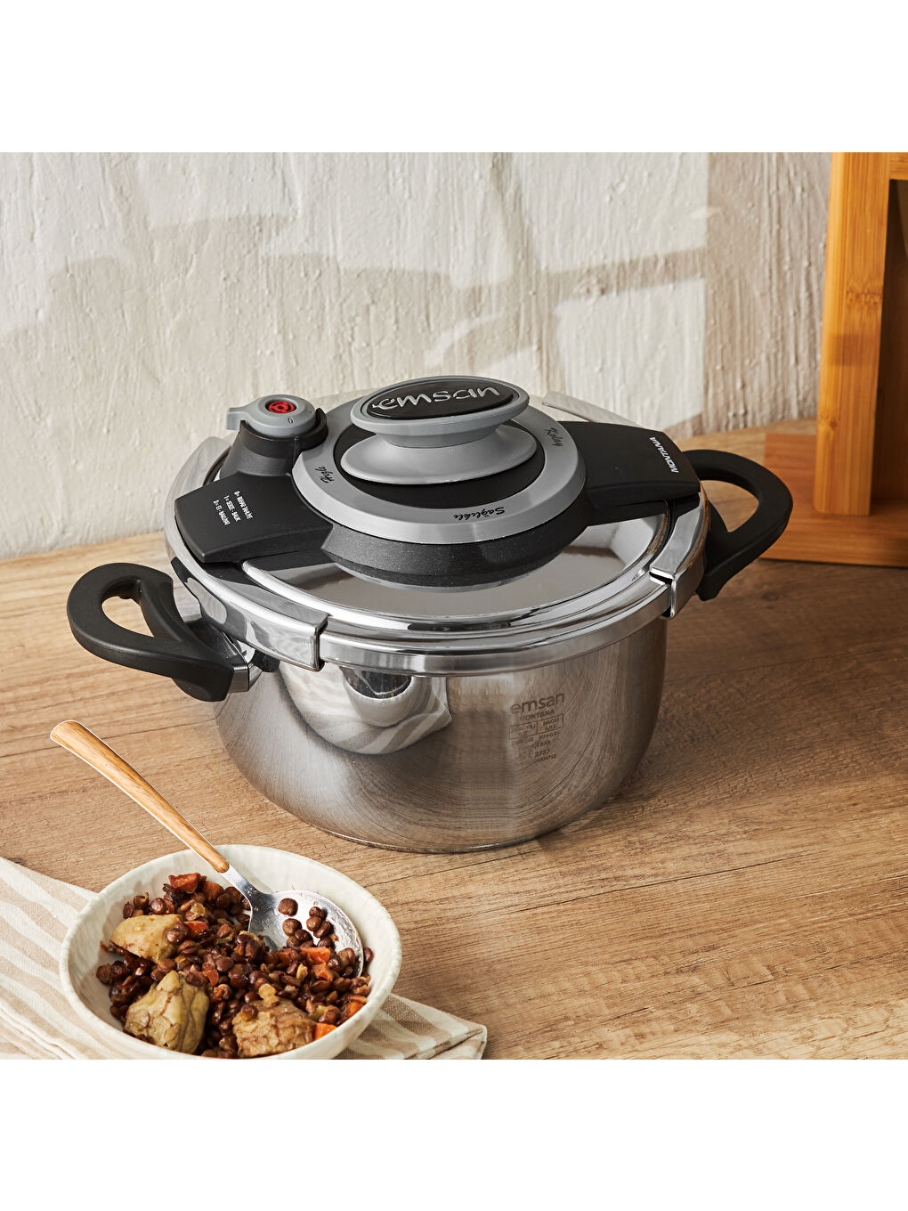 Montana Siyah Gri Düdüklü Tencere 4 Litre-6