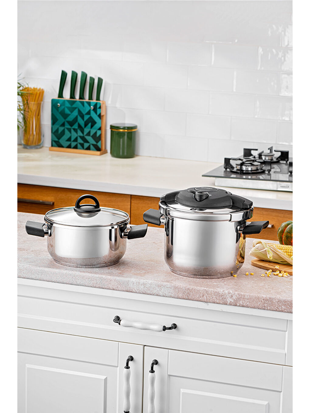 Siyah Arya 4 + 6 Lt Düdüklü Çelik Tencere-5