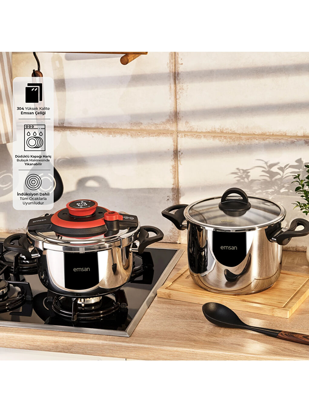 Vera Düdüklü Tencere Seti 4+6 Litre Kırmızı-8